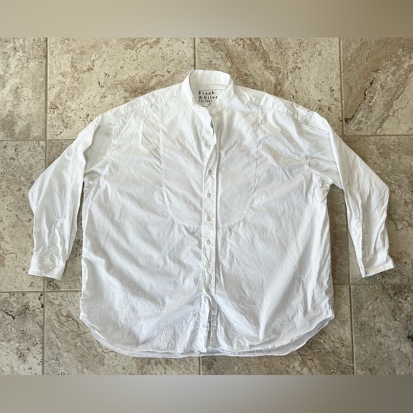 Frank & Eileen Victoria Superluxe Italian Oversized Cotton Tuxedo Shirt White, L - Picture 12 of 13